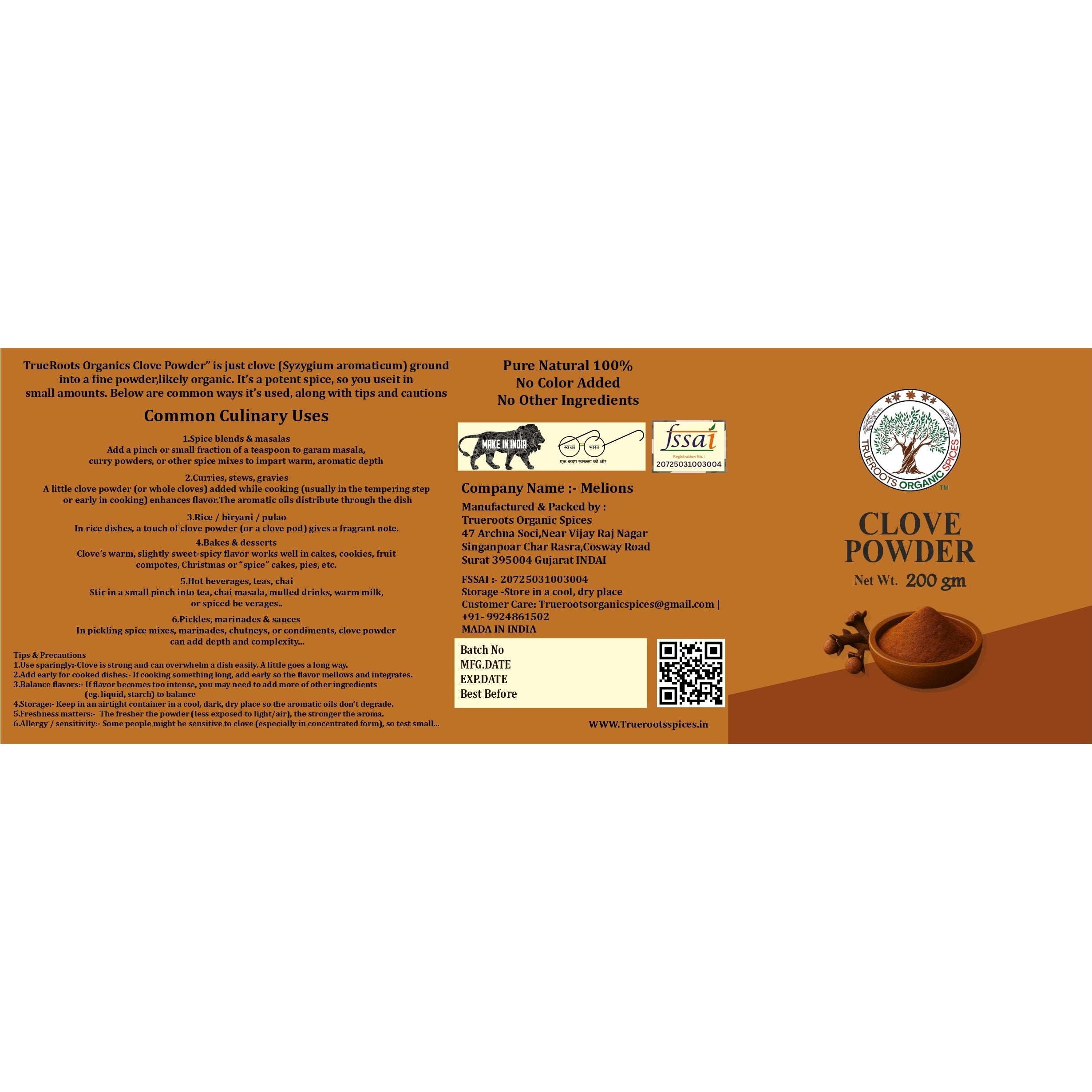 Trueroots Organic Spices Clove Masala Powder