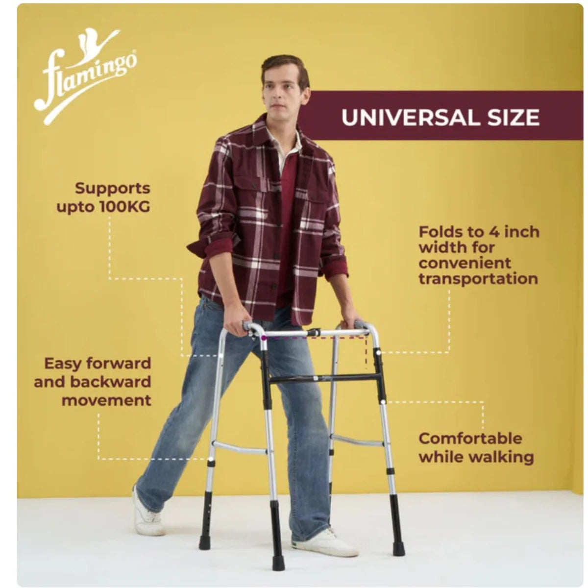 Flamingo Health Orthopaedic Reciprocal Folding Walker (Aluminum) Universal Code 2112