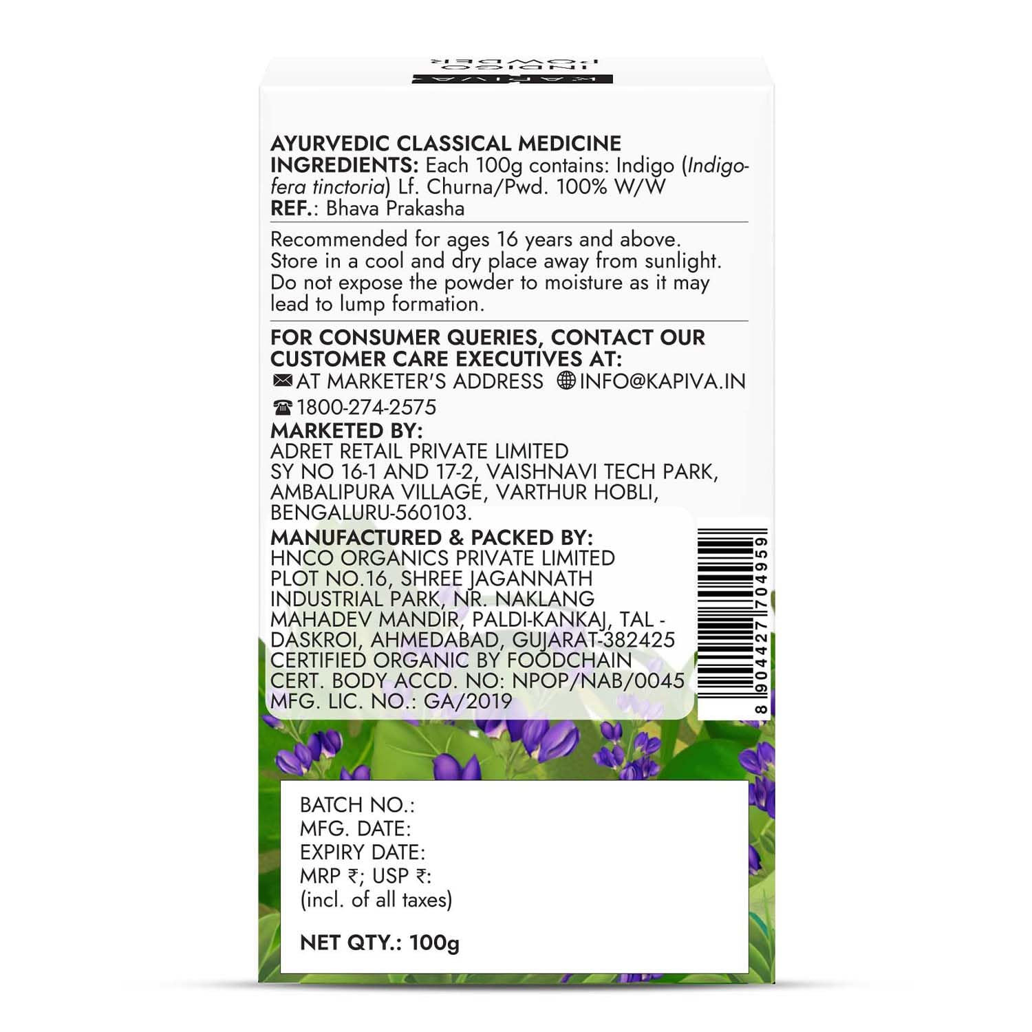 Kapiva Ayurvedic Organic Henna Powder 100g