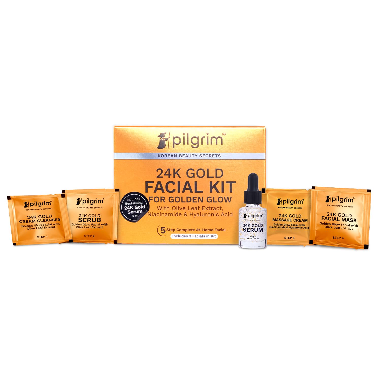 Pilgrim Cosmetics 24K Gold Facial Kit For Golden Glow