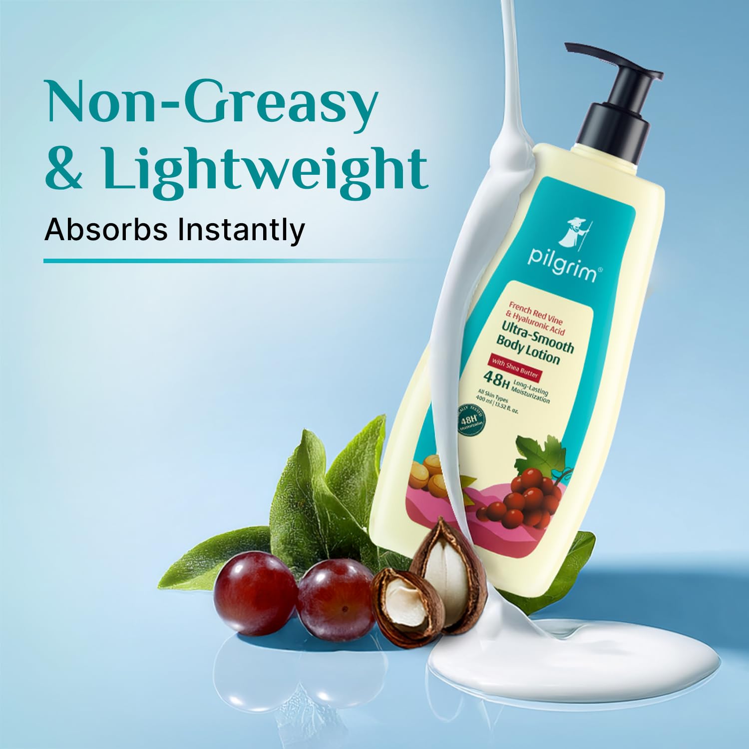 Pilgrim Cosmetics French Red Vine & Hyaluronic Acid Ultra-Smooth Body Lotion 400ml