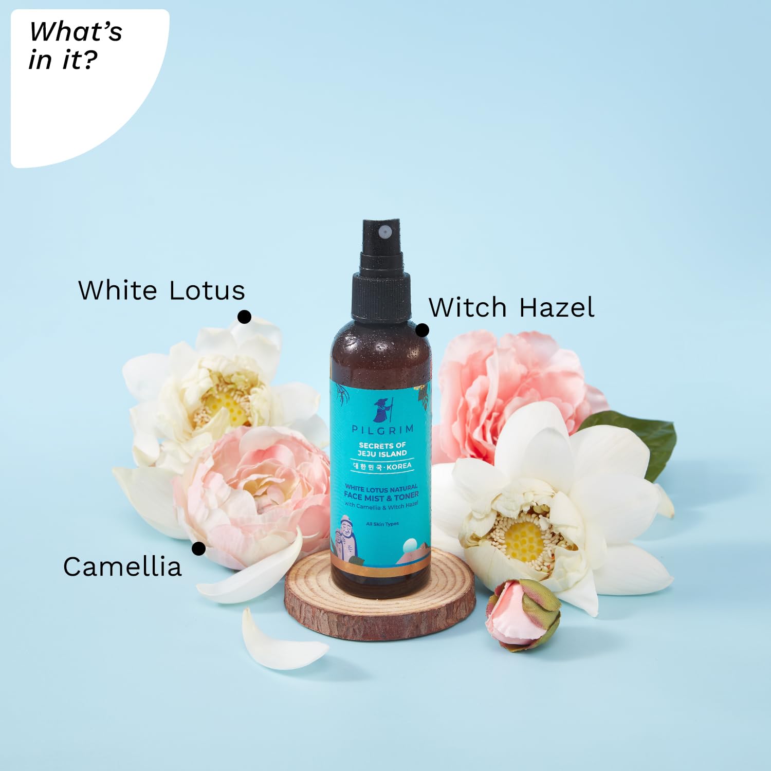 Pilgrim Cosmetics White Lotus Natural Face Mist & Toner with Camellia & Witch Hazel 100ml