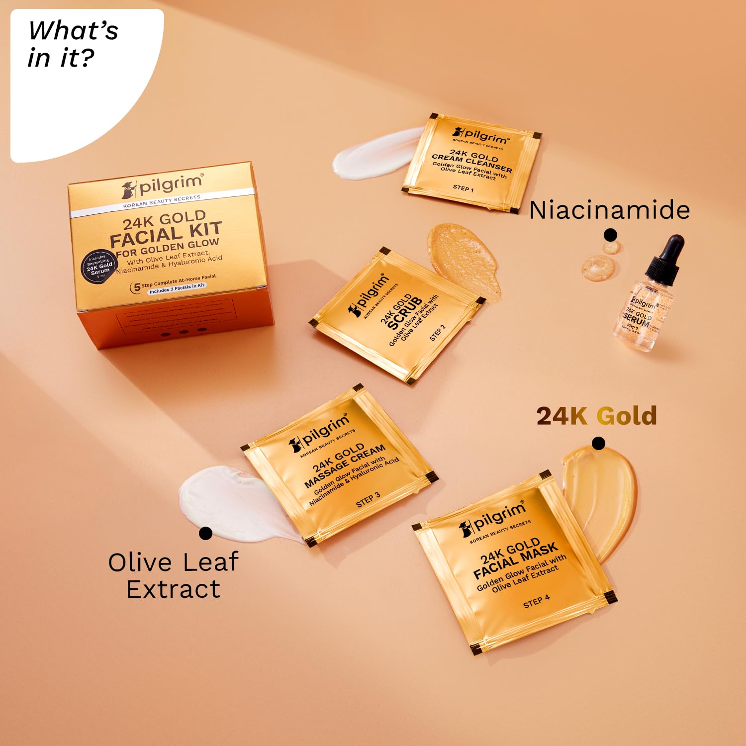 Pilgrim Cosmetics 24K Gold Facial Kit For Golden Glow