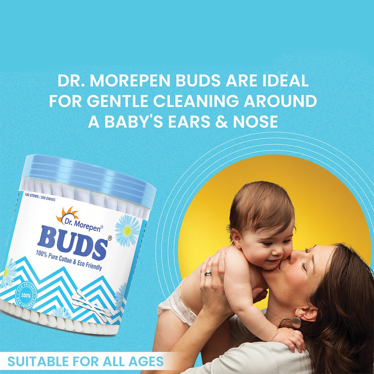 Dr Morepen Buds 100% Pure Cotton & Eco Friendly Earbuds 100 Cotton Buds